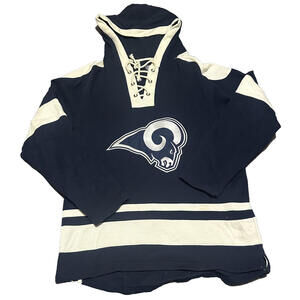 Los Angeles LA Rams Football OTS Hockey Style Jersey Large L Sewn Hoodie NFL